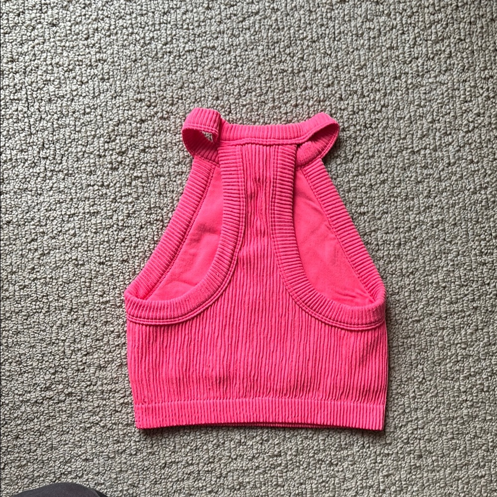 Pink Ribbed Halter Top - Picture 2 of 3